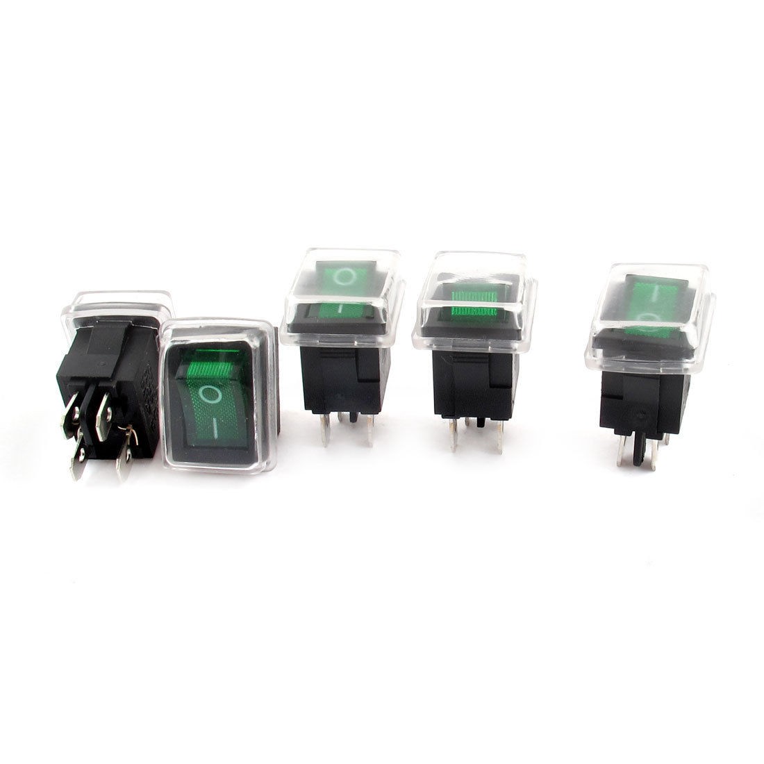 5pcs AC 125V 10A 250V 6A DPST on Off 4 Pins Waterproof Rocker Switch