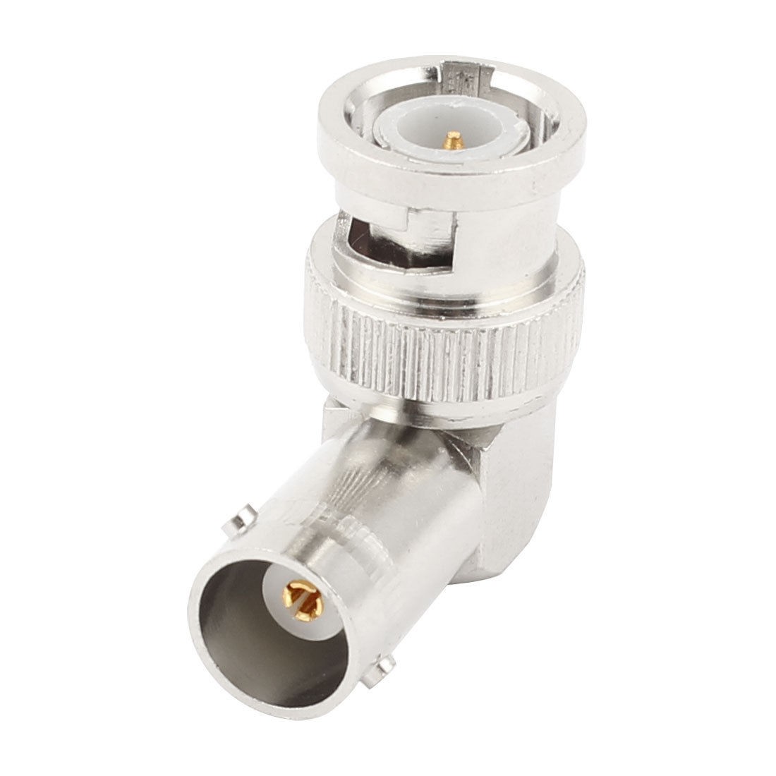 Silver Tone BNC Male to Female Plug Right Angle L Type Connector Adapter