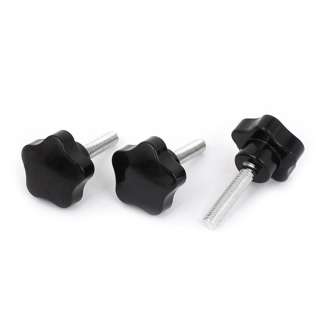 3 Pcs Black Star Shaped Head 8mm Male Thread Diameter Clamping Screw Knob