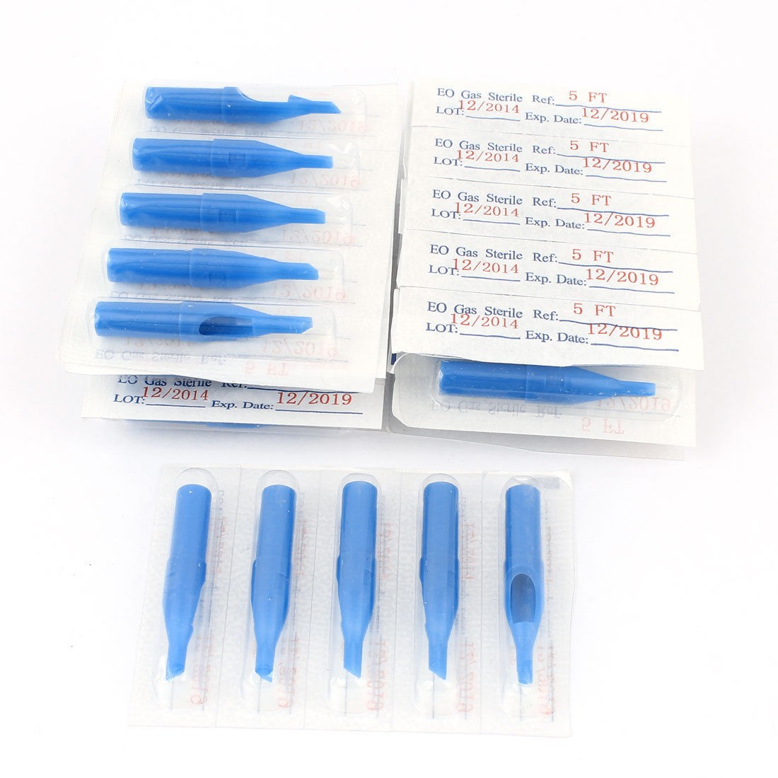 50 Pcs Disposable Tattoo Tip Tube Nozzle 5ft Blue for Flat Magnum Shader Needles
