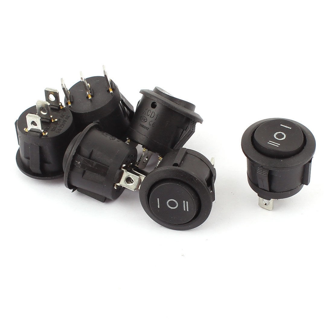 7 Pcs KCD1 Round 3POSITION SPDT Rocker Switch AC 125V 10A 250V 5A