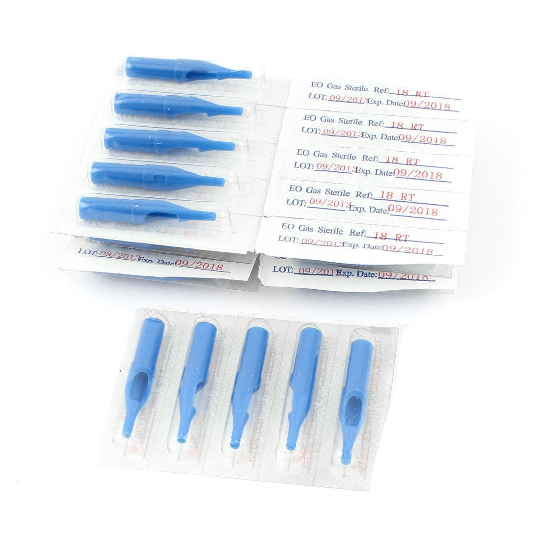 50 Pcs Disposable Tattoo Tip Tube Nozzle 18R Blue for Round Liner Shader Needles