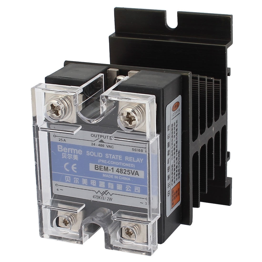 470K Ohm 2W to AC 24 480V 25A 4 Screw Terminals Single Phase Solid State Relay