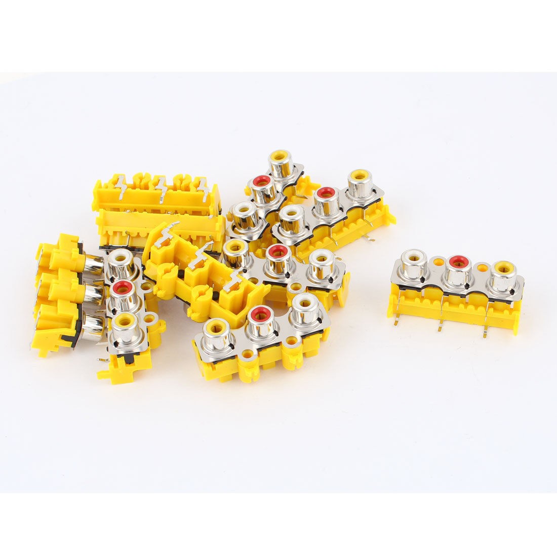 PCB Mount AV Concentric Outlet 3 RCA Female Socket Board Yellow 10pcs