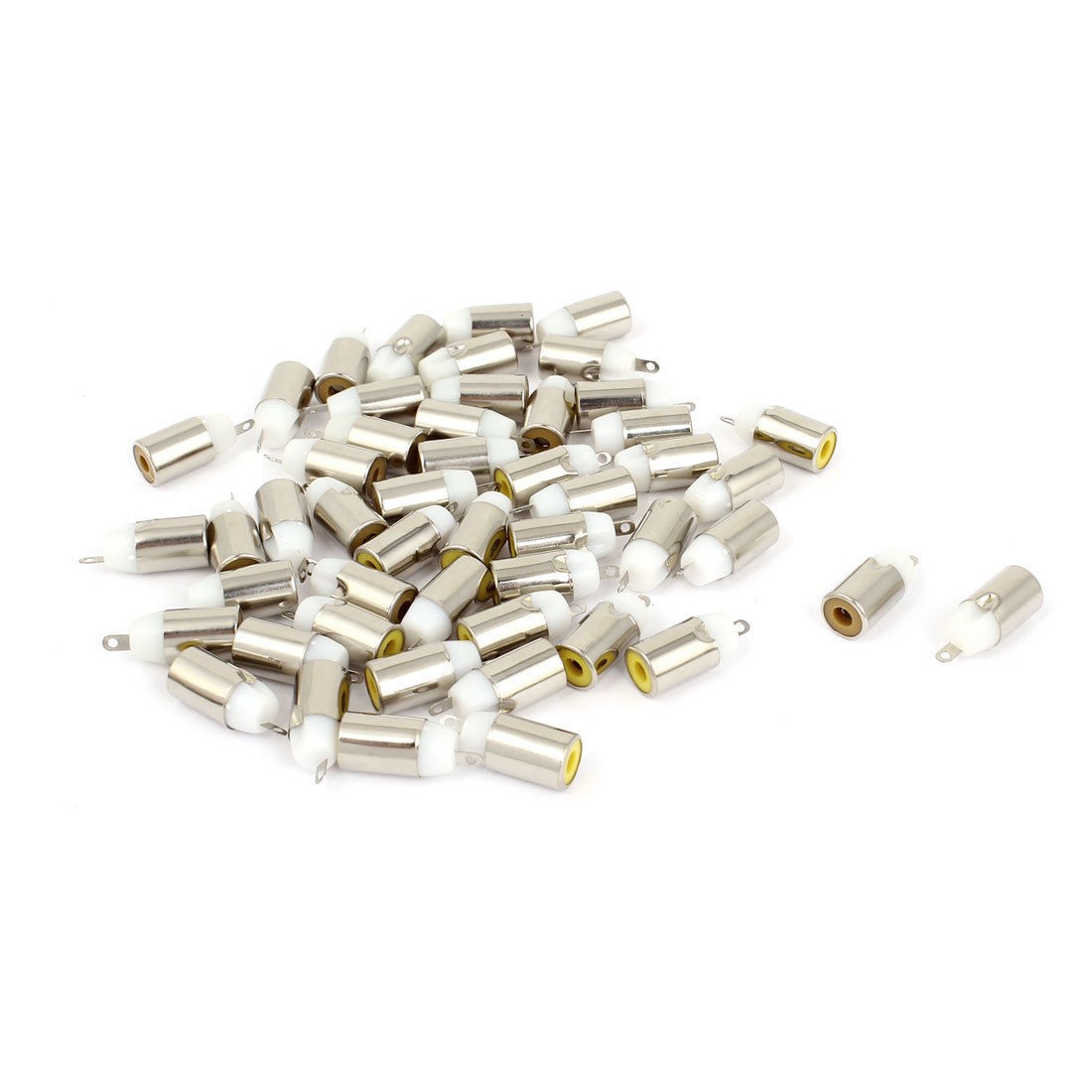50pcs RCA Audio Video Female Chassis Panel Mount Connector Coupler Yellow Brown