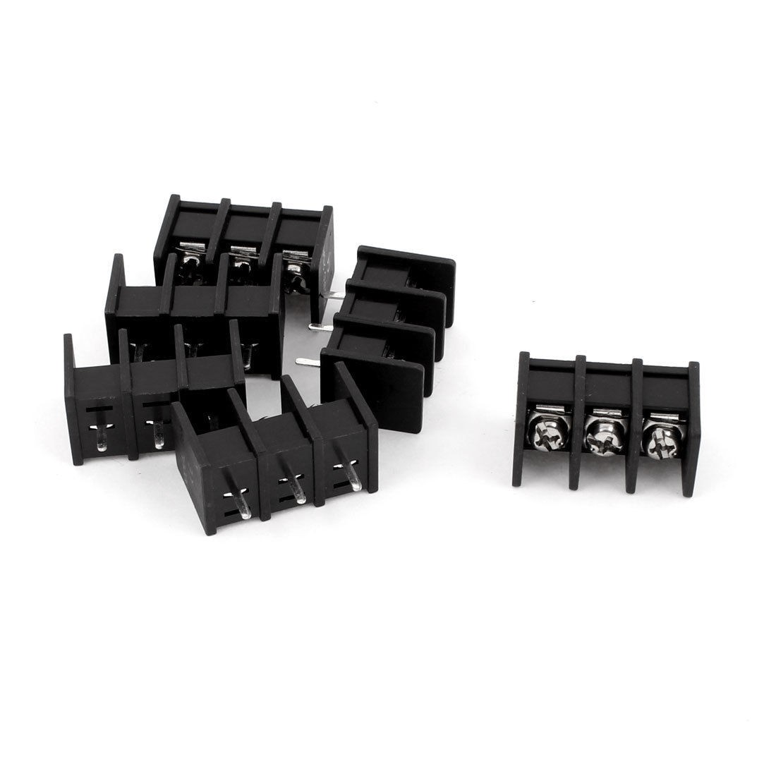 300V 25A 3P 3 Position 8mm Pitch Screw Terminal Barrier Blocks Black 6pcs
