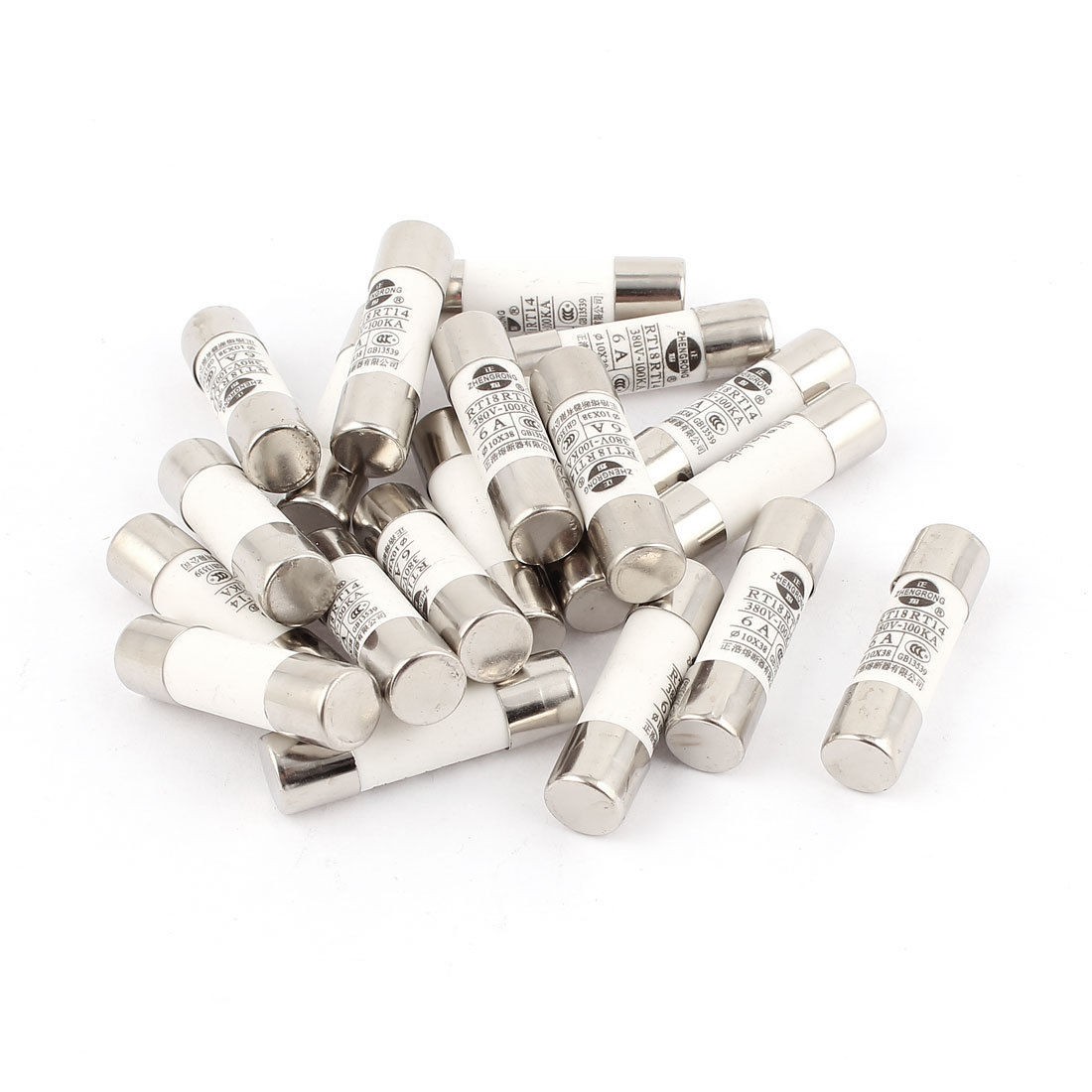 20 Pcs RO15 RT18 RT14 Ceramic Cylindrical Tube Fuse 6A 380V 10x38mm