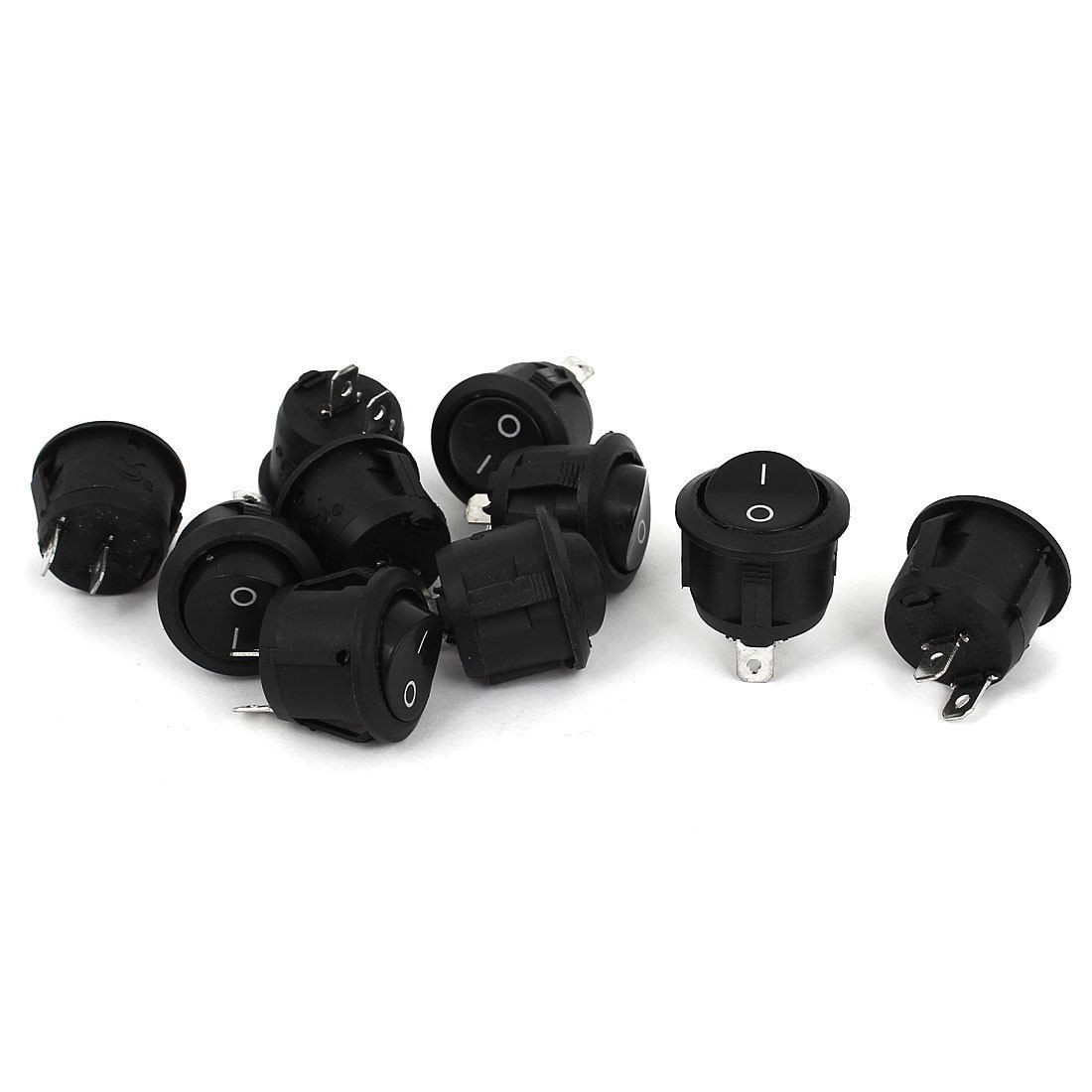 10 Pcs Snap in 2 Terminals SPST on Off Round Rocker Switch AC 10A 125V 6A 250V