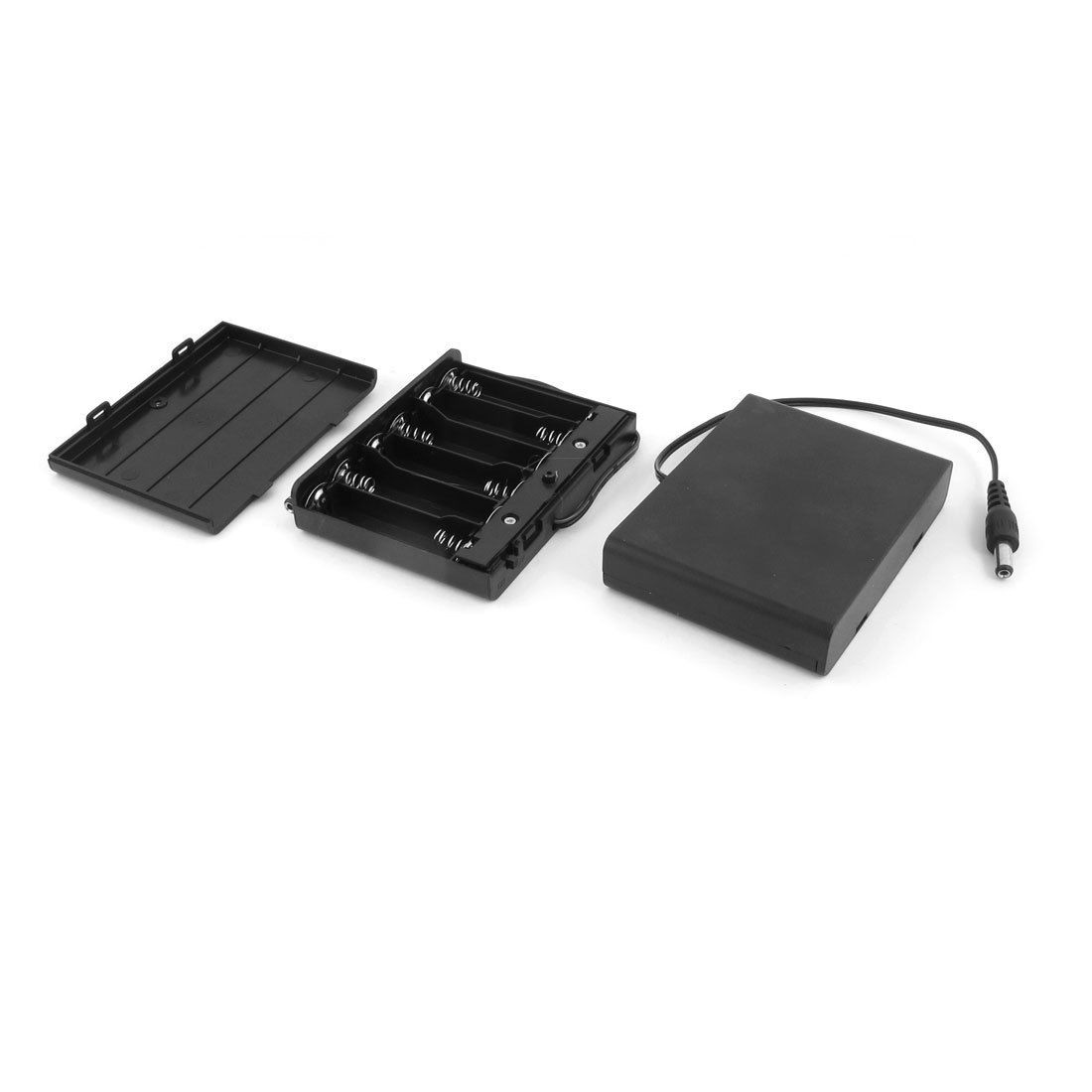 2pcs 2 1 x 5 5mm Male Plug 6 Capacity 9V Plastic Case Box Holder for AA Battery