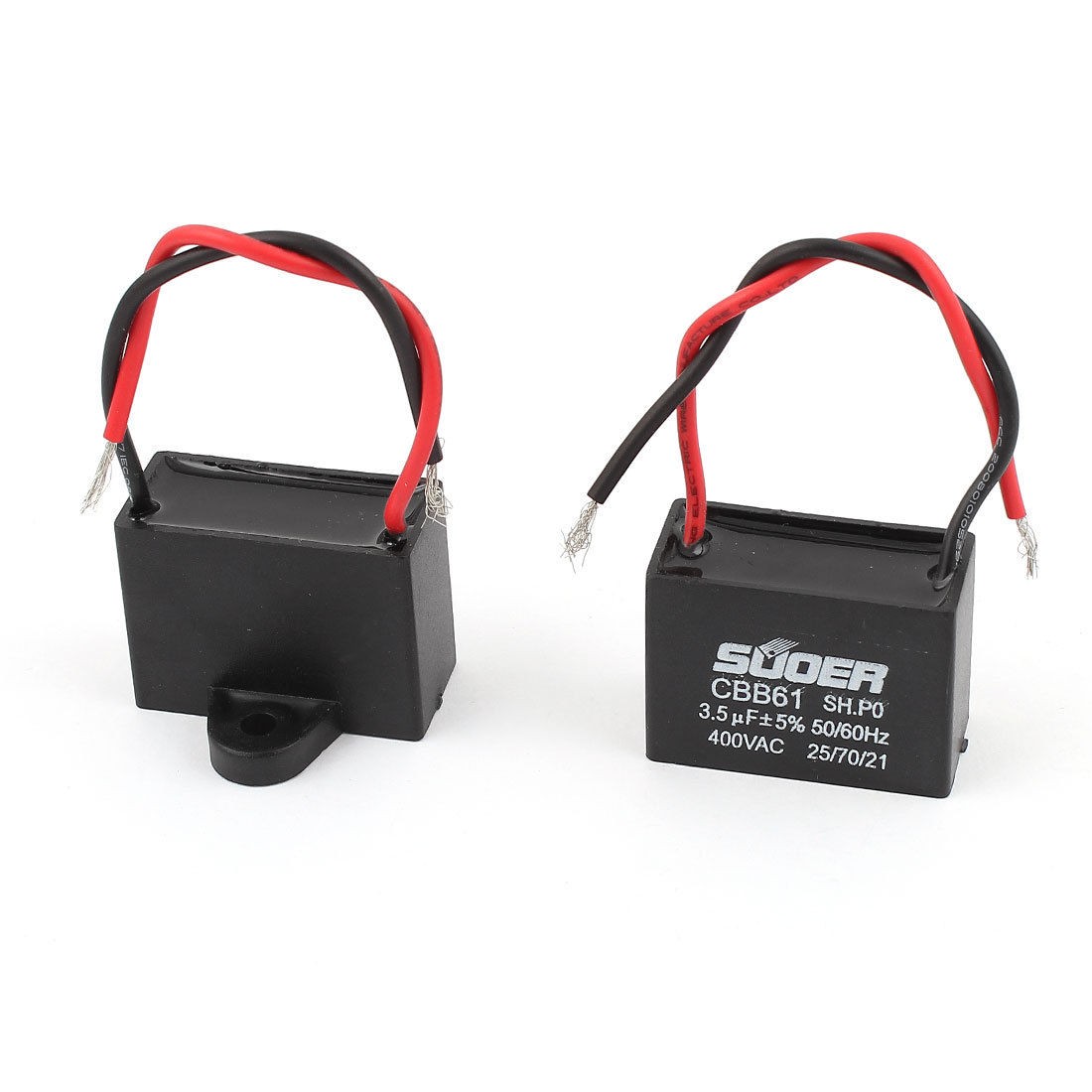 2pcs CBB61 AC 400V 3 5uF 2 Wire Ceiling Fan Motor Running Capacitor