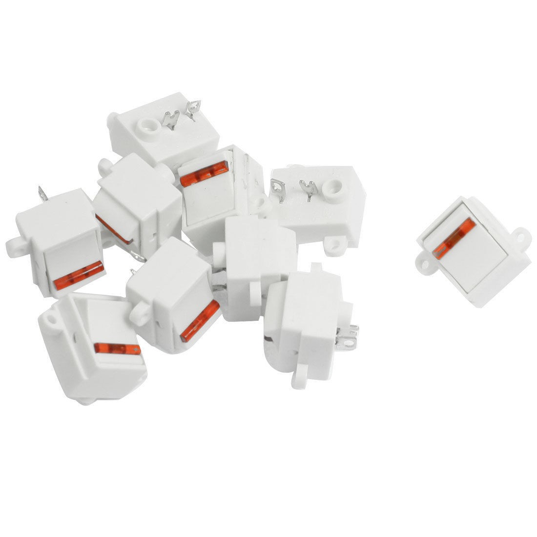 10 x Red White 125V/13A 250V/10A 2 Terminal SPST ON OFF Rocker Switch