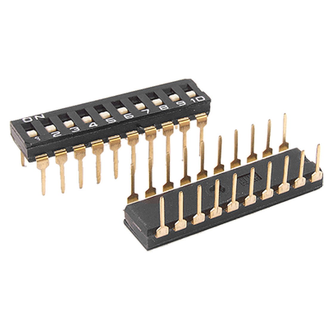 2 Pcs 2.54mm Pitch 10 Position IC Type DIP Switch Black