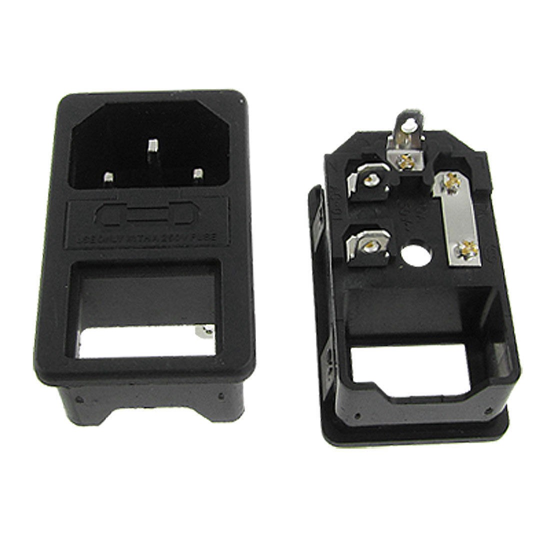 5 Pcs Clamp Type 10A 250VAC 3P IEC 320 C14 Inlet Socket w 5mm x 23mm Fuse Holder