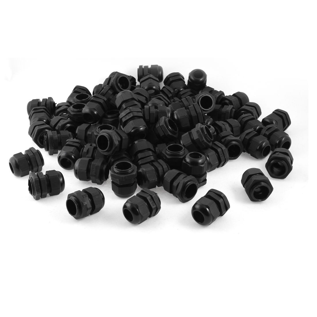 100 Pcs PG16 Black Hard Plastic Adjustable Cable Gland Connector Head