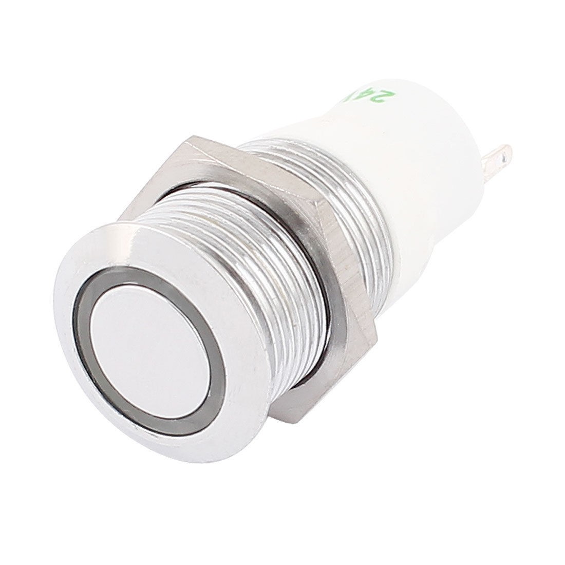 24V Green Lamp 5 Pin 1NO 1NC Momentary 16mm Mount Dia Metal Pushbutton Switch