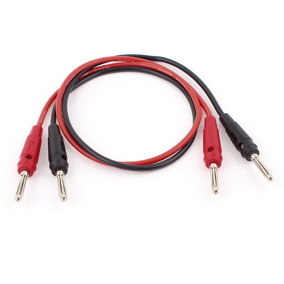 2pcs Nickel Plated 4mm to 4mm Banana Plug Test Charging Leads 0 5M 14AWG