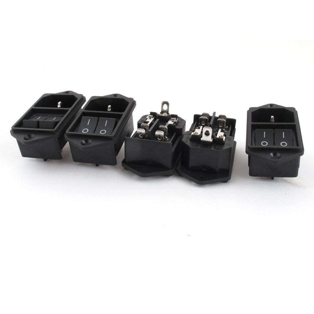 5pcs AC 250V 6A 125V 10A SPST Rocker Switch IEC320 C14 Plug Power Inlet Socket
