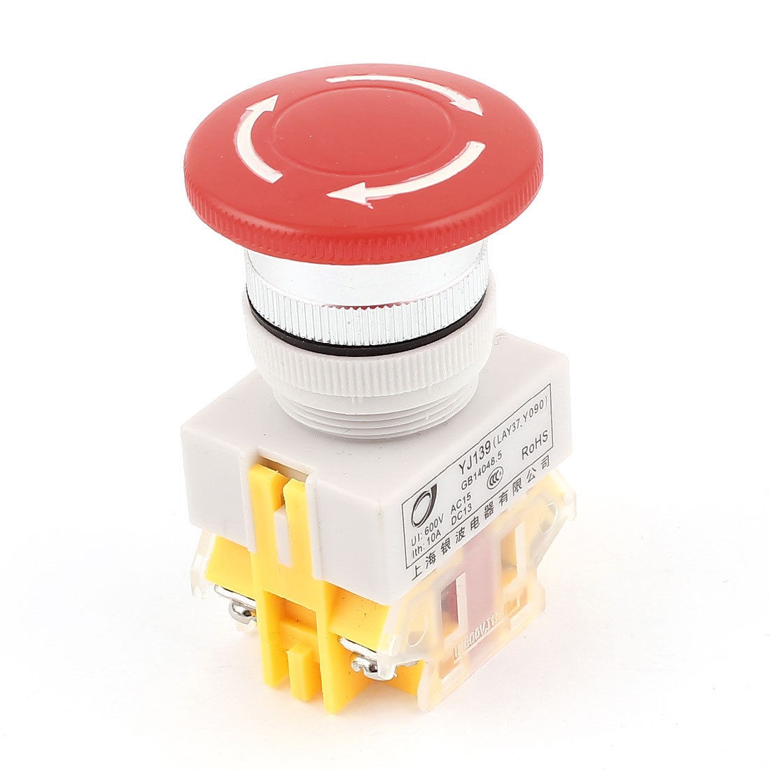 23mm DPST 1NO 1NC Emergency Stop Mushroom Push Button Pushbutton Switch