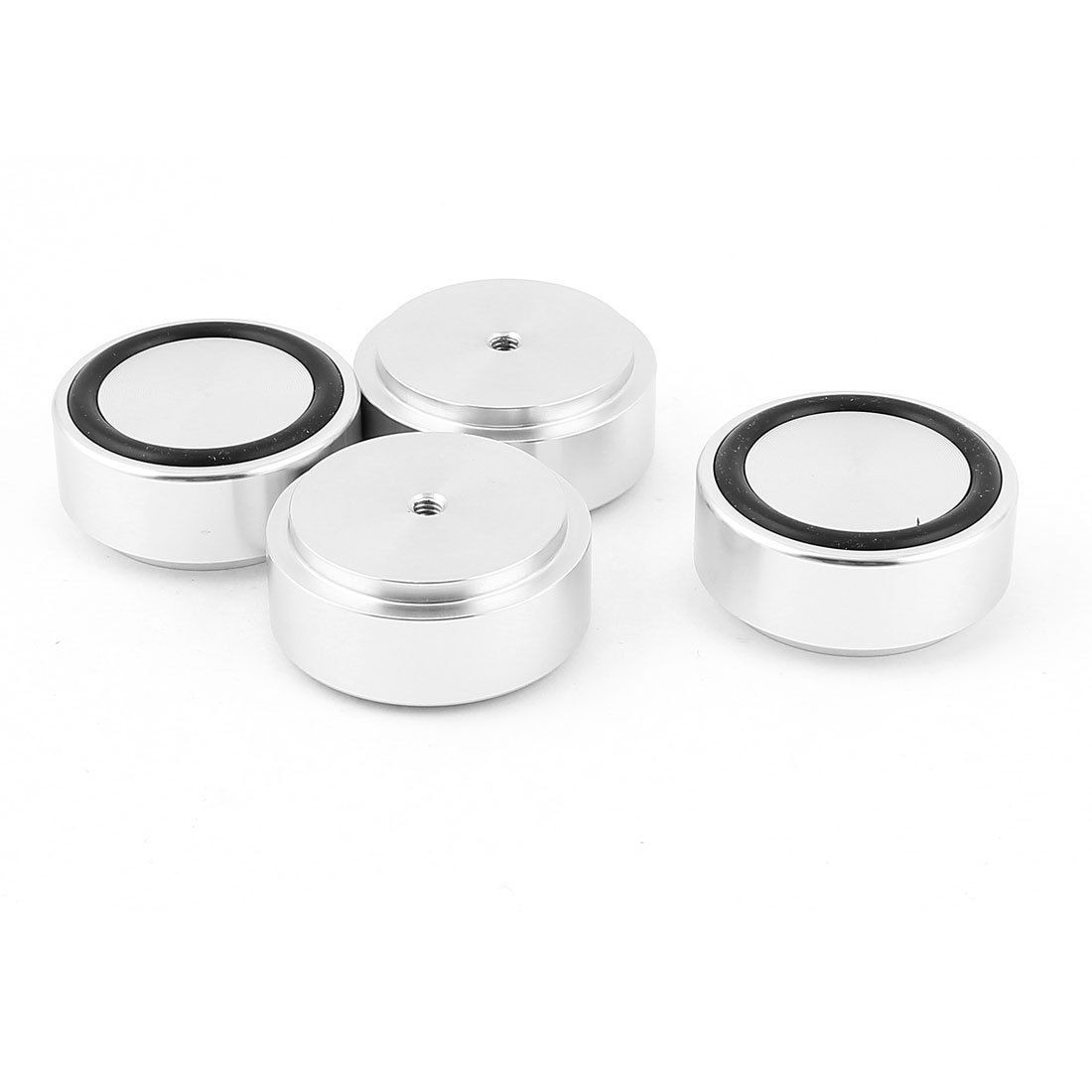 4 Pcs 39x17mm Silver Tone Aluminum CD PC Speaker Amplifier Feet Pads