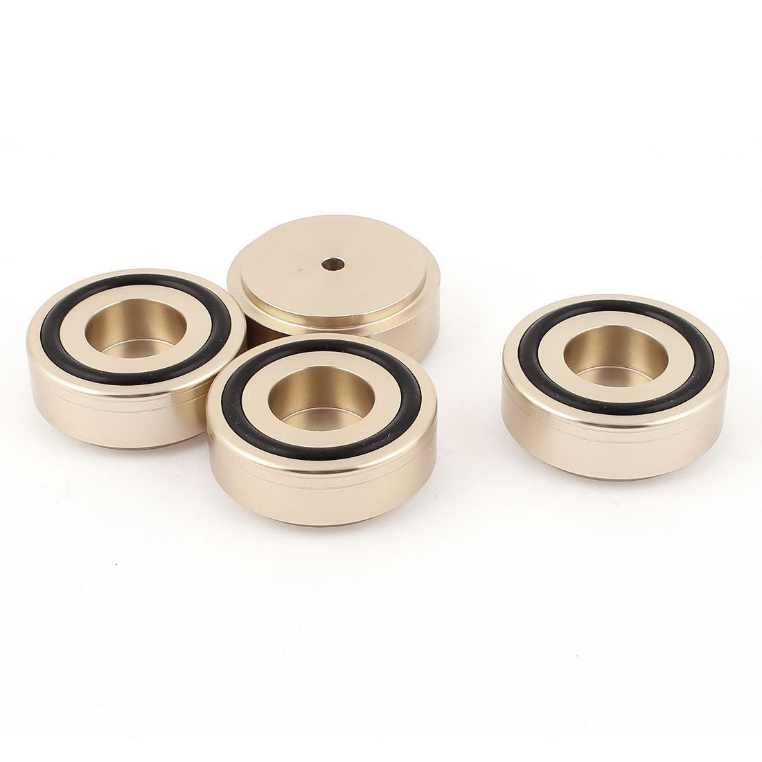 4 Pcs 44x17mm Gold Tone Aluminum CD PC Audio Speaker Amplifier Feet Pads