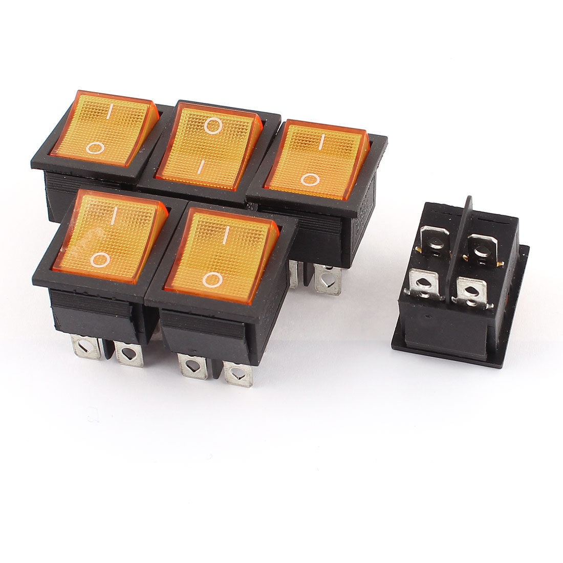 6pcs AC 250V 15A AC125V 20A Rocker Switch on Off DPST Panel Mount Snap in 4 Pins