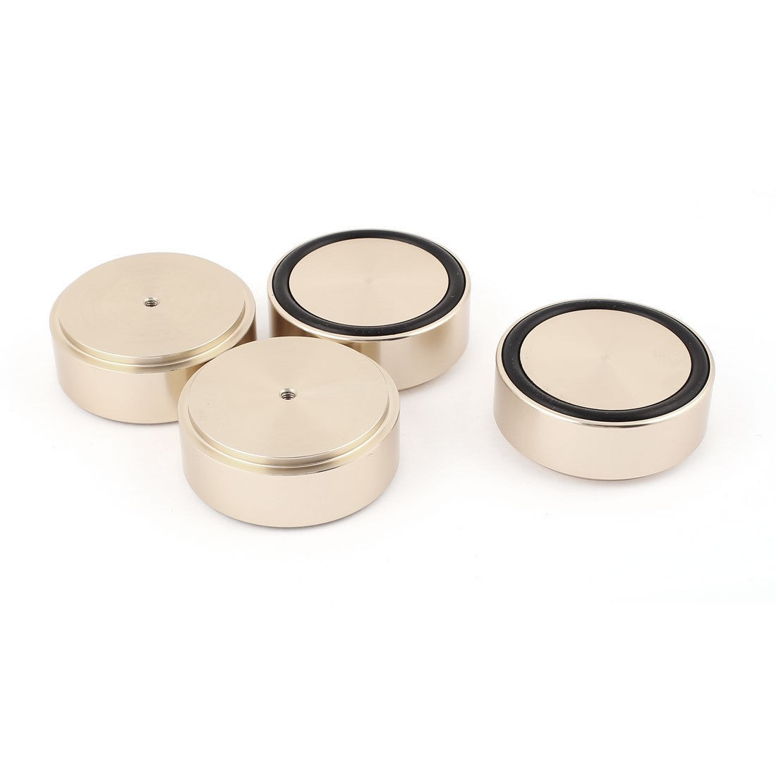 4 Pcs 58x22mm Gold Tone Aluminum CD PC Audio Speaker Amplifier Feet Pads