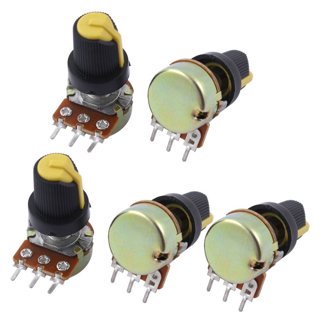 5Pcs B250K 250K Ohm 3 Terminals Rotary Audio B Type Potentiometer Pot