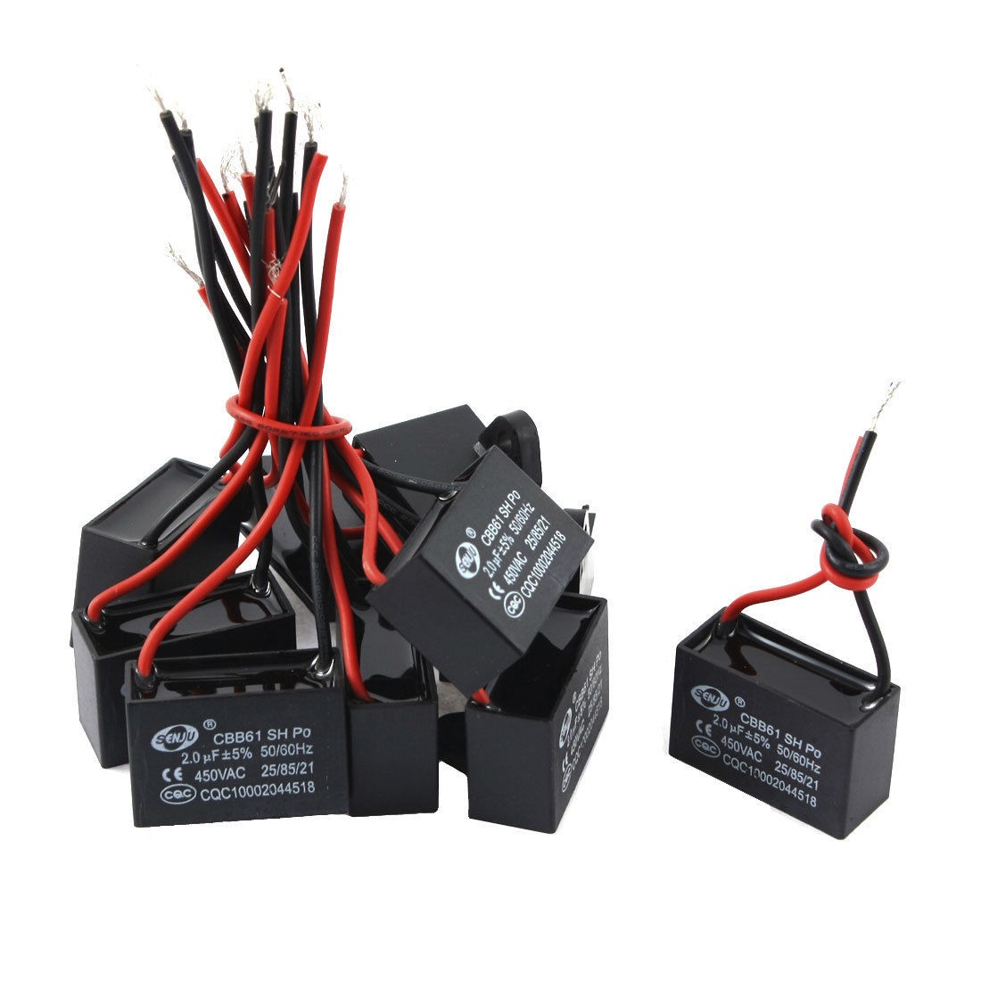 AC 450V 2uF CBB61 2 Wire Ceiling Fan Capacitor 10 Pcs