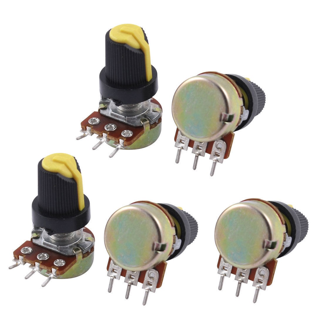 5Pcs B50K 50K Ohm 3 Terminals Rotary Audio Single Linear Potentiometer Pot