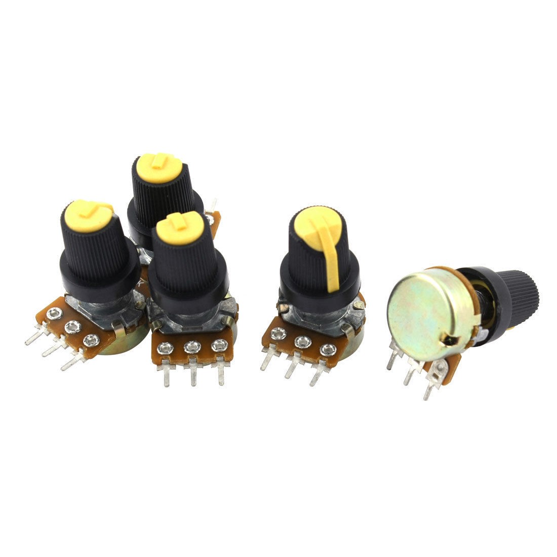 5Pcs B10K 10K Ohm 3 Terminals Rotary Audio B Type Potentiometer Pot