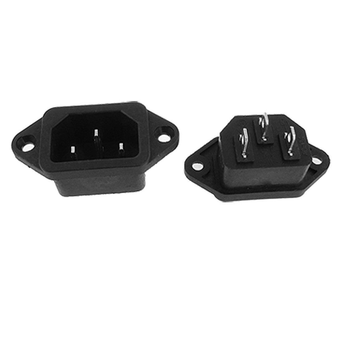 5 Pcs AC 250V 10A 3P IEC 320 C14 Plug Panel Mount Power Inlet Sockets Receptacle