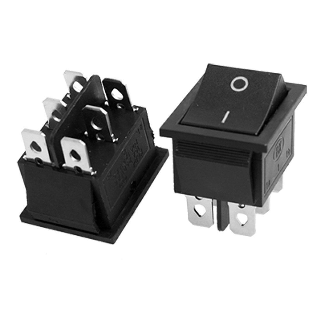 5pcs AC 16A/250V 20A/125V 6 Pin DPDT ON/ON 2 Position Snap in Boat Rocker Switch