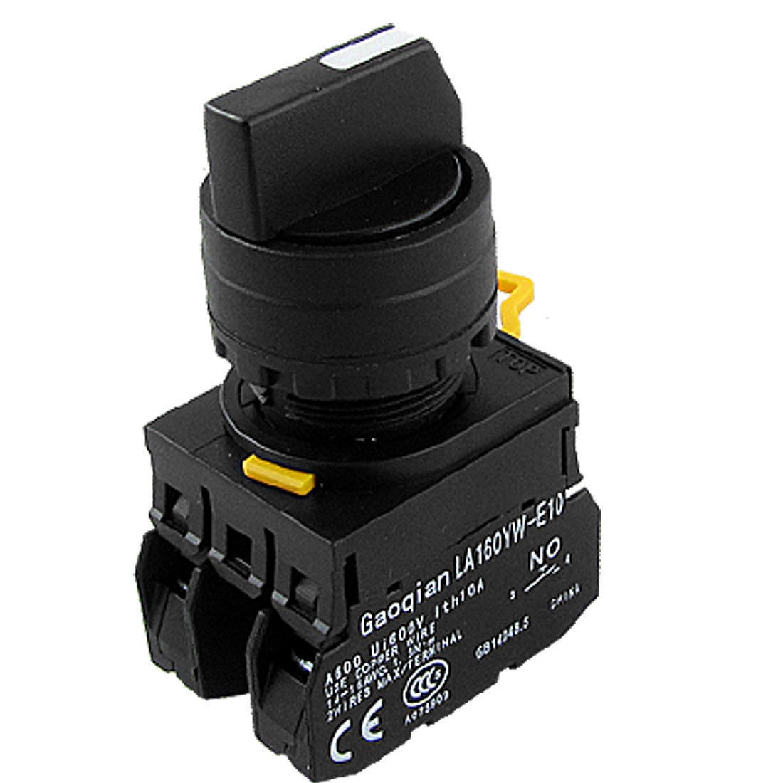 Three Position Control Type Double NO Contact Black Rotary Selector Switch