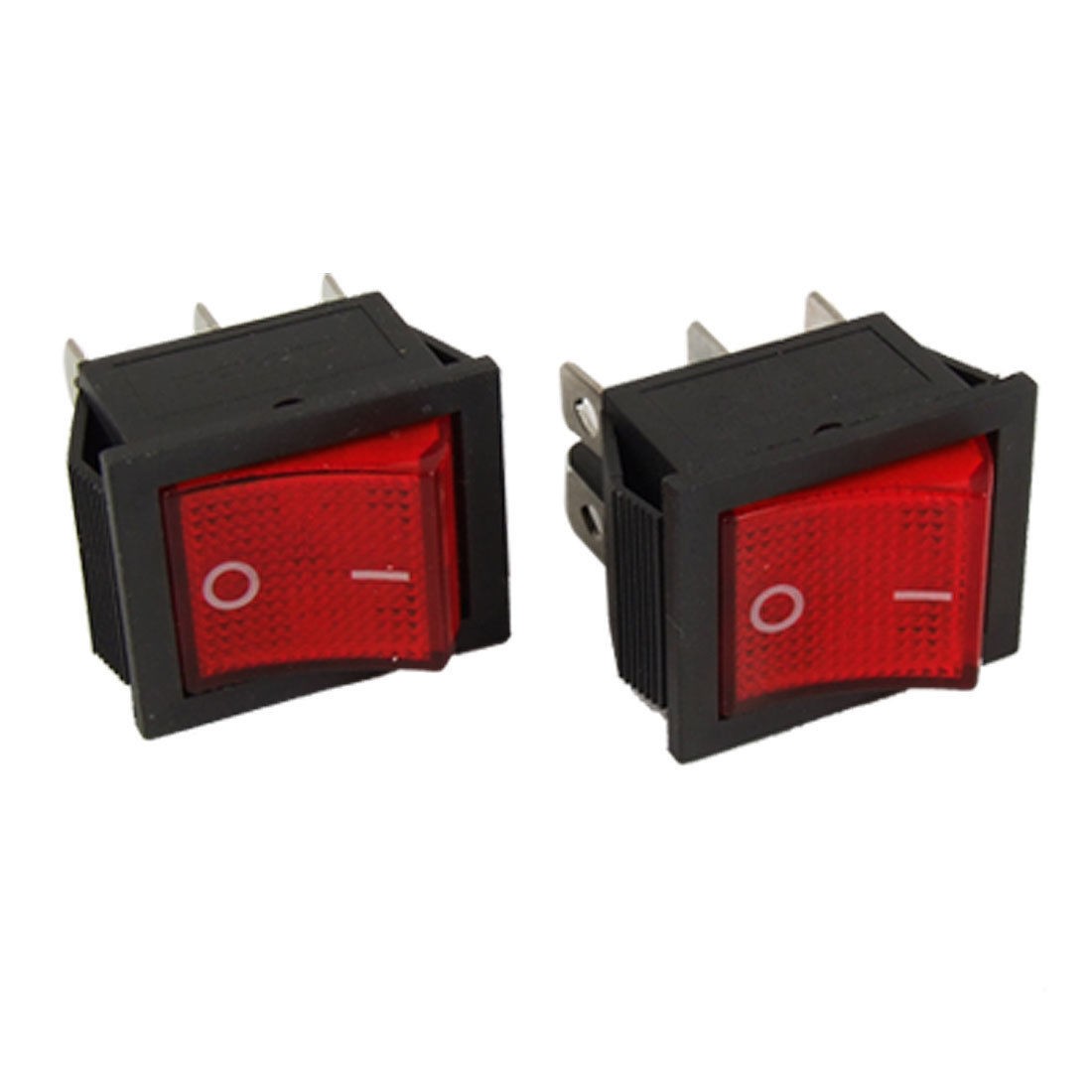 2pcs AC 16A/250V 20A/125V Red Light 6 Pin DPDT ON/ON Snap in Boat Rocker Switch