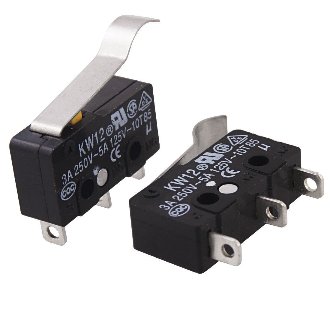 2 Pcs R Type Lever Actuator Miniature Micro Switches Black