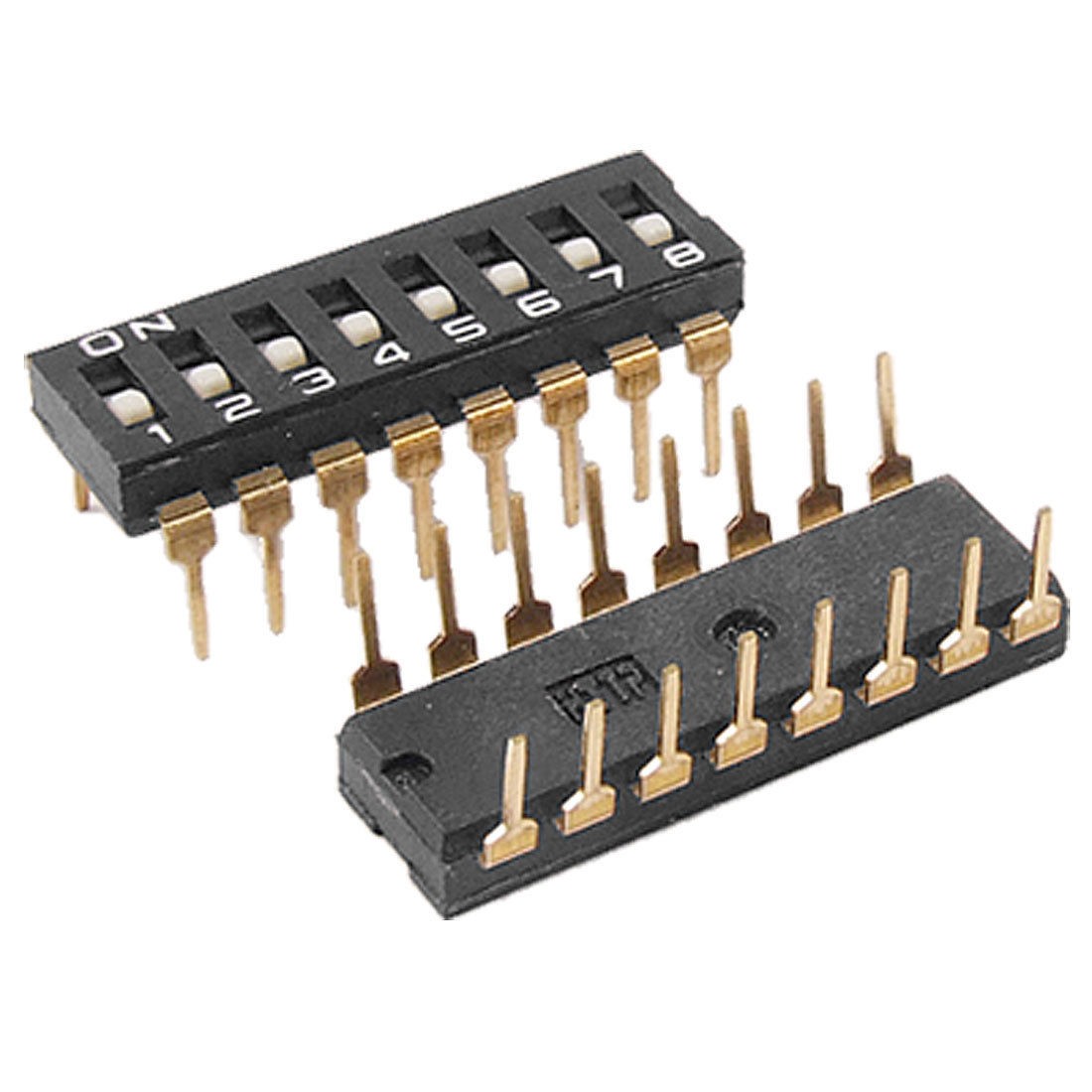 2 Pcs 2.54mm Pitch 8 Position IC Type DIP Switch Black Mbjos