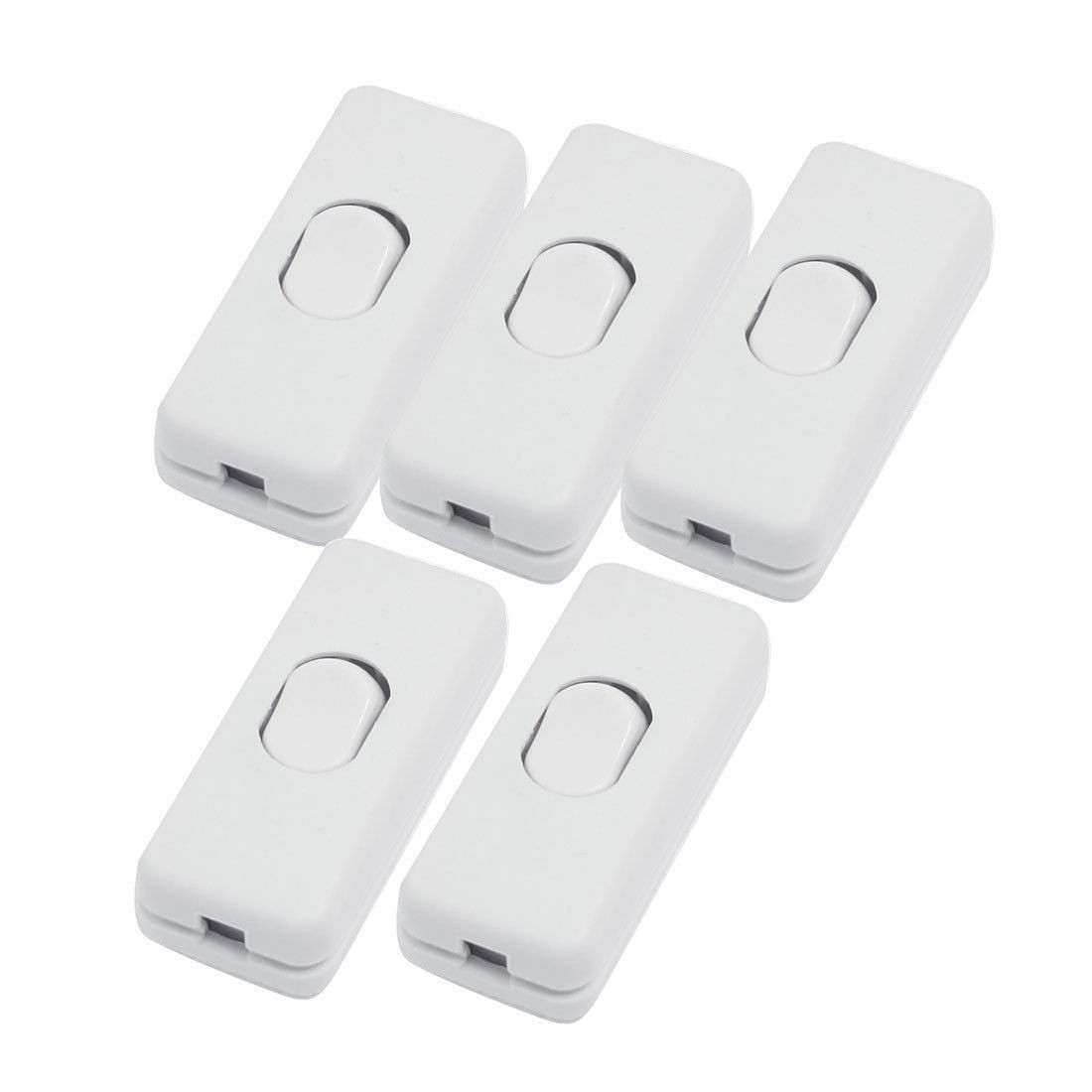 5 Pcs Bedroom White ON/OFF In Line Cord Switches AC 250V 2A