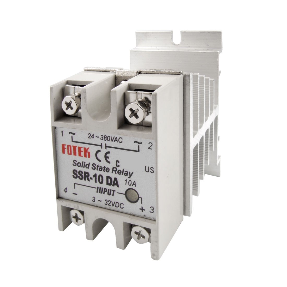 Temprature Control Solid State Relay SSR 10A 3-32V DC 24-380V AC + heat sink