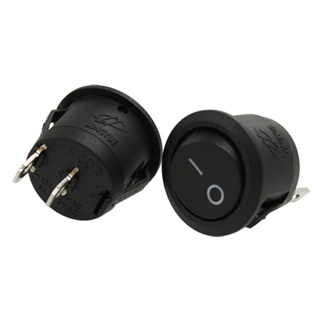 5 x AC 6A/250V 10A/125V ON-OFF SPST 2 Position 2 Pin Snap in Round Rocker Switch