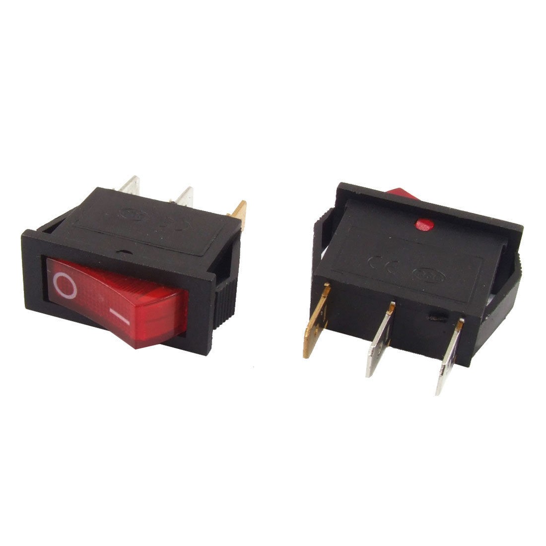 2 x Red Light Illuminated ON-OFF SPST Snap in Rocker Switch 10A/250V 15A/125V AC