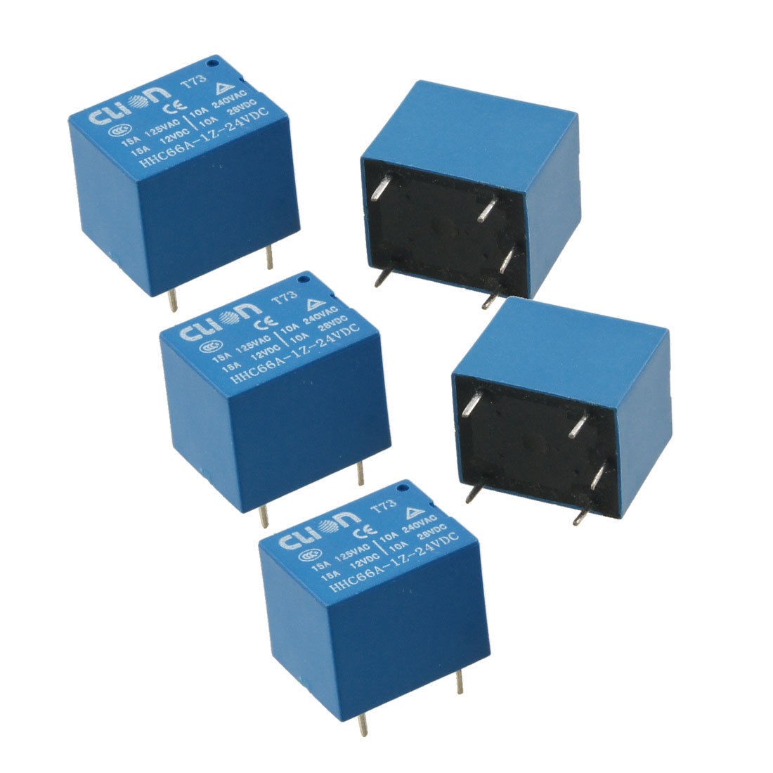 5 Pcs DC 24V Coil SPDT 5 Pin Mini Power Relays PCB Type HHC66A-1Z-24VD<wbr/>C