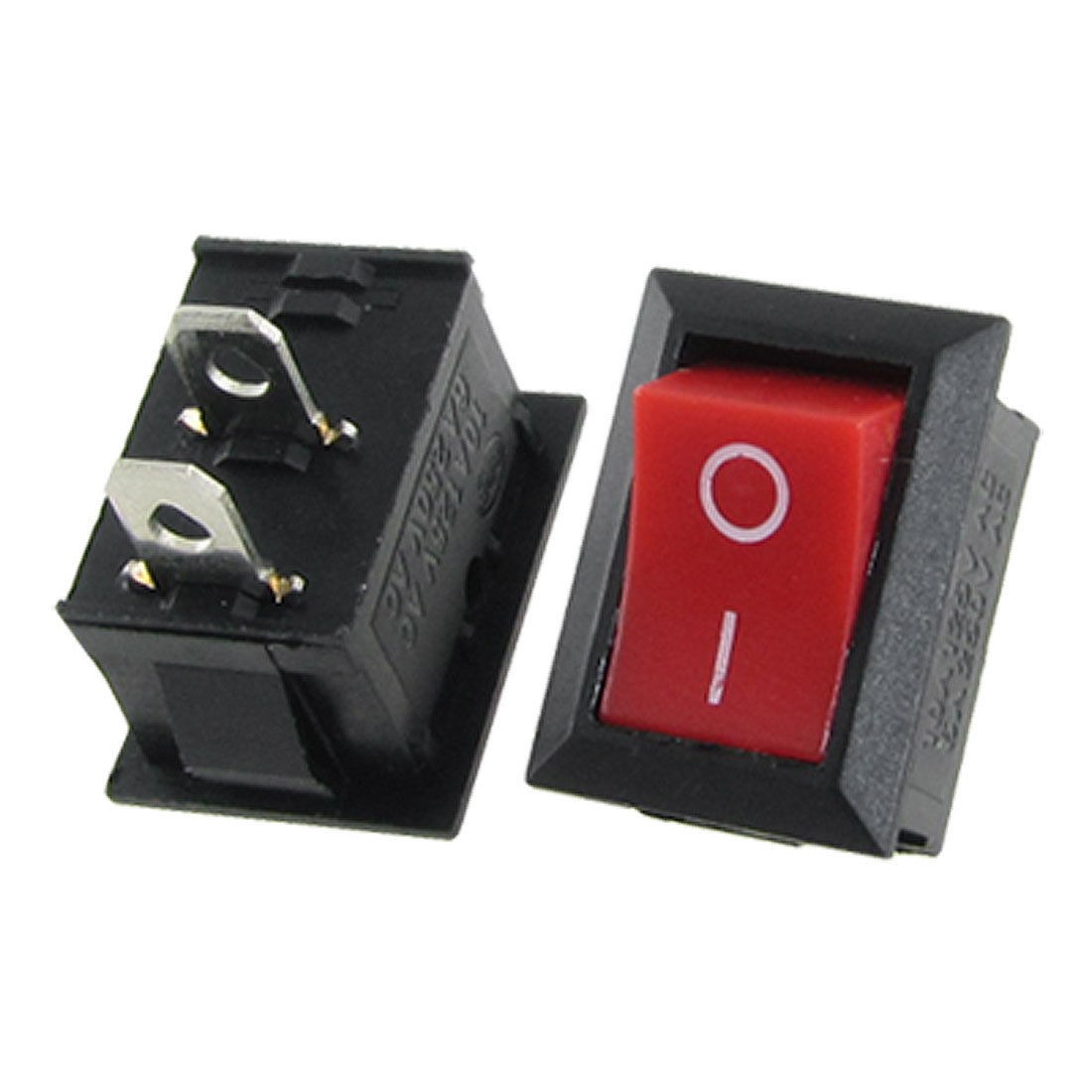 20pcs Red Button ON-OFF I/O SPST 2 Pin Snap in Rocker Switch 6A/250V 10A/125V AC