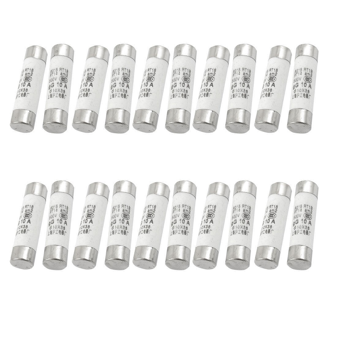20 Pcs RO15 Series 500V 10A Cylinder Cap Ceramic Fast Blow Fuse Links 10x38mm