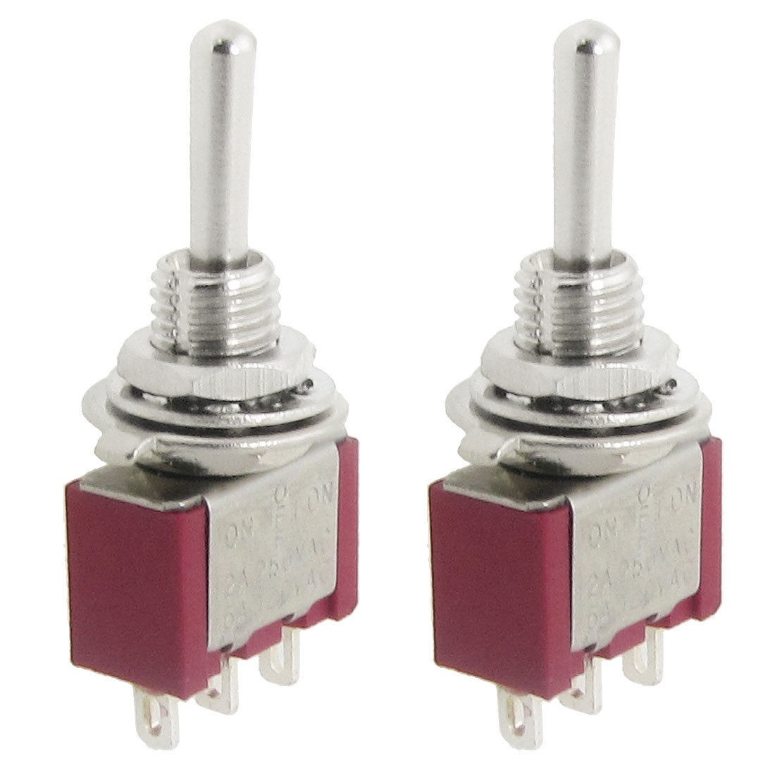 2 Pcs 2A/250VAC 5A/120VAC SPDT On/Off/On 3 Way 3 Pins Momentary Toggle Switch