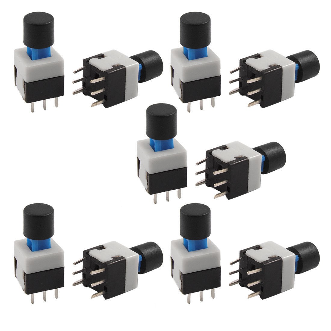 10Pcs Panel PCB Tact Tactile Push Button Switch Self Lock 8 x 8mm x 17mm w Cap