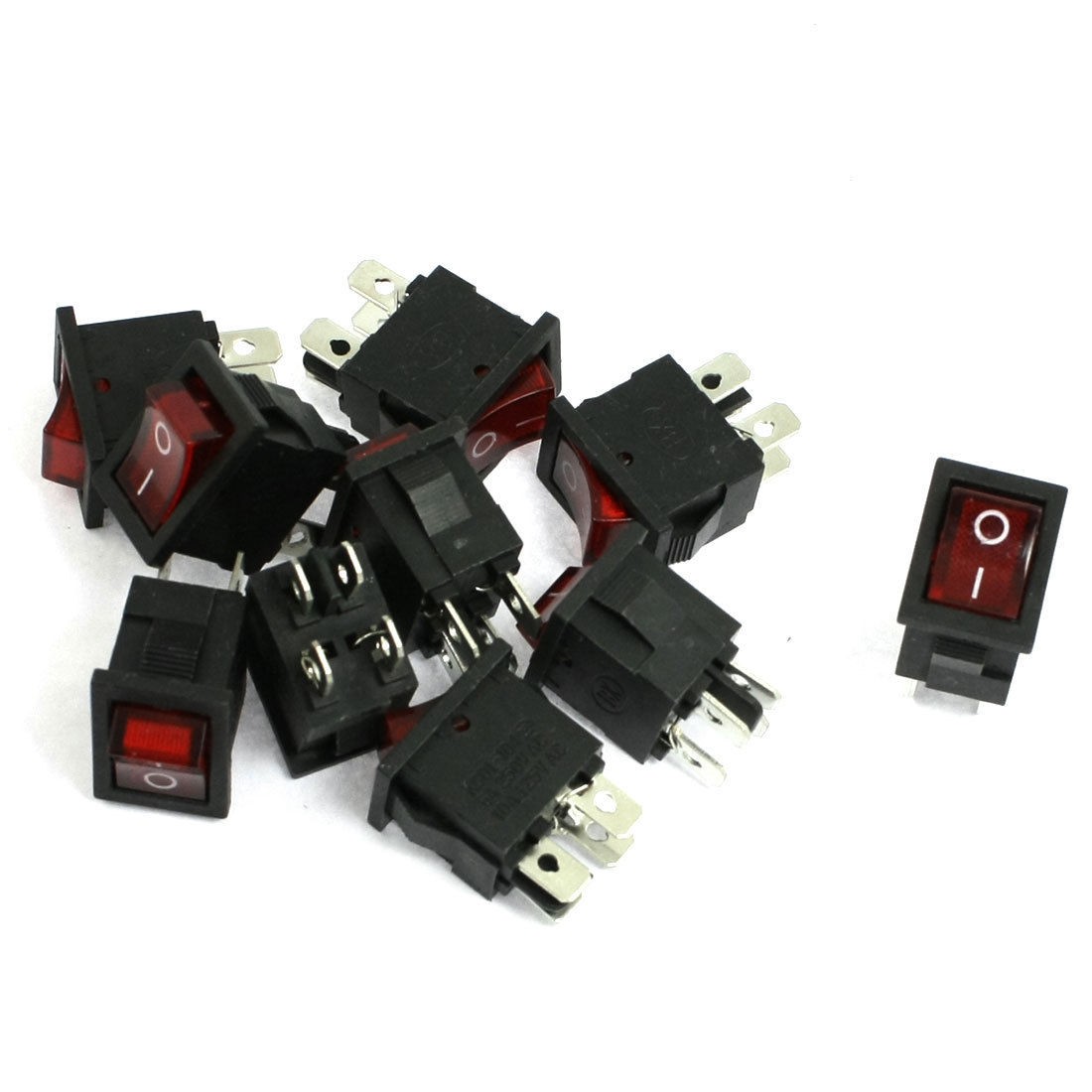 10 Pcs 125V/10A 250V/6A 4 Pin DPST ON-OFF Snap In Rocker Boat Switch Hxfrm