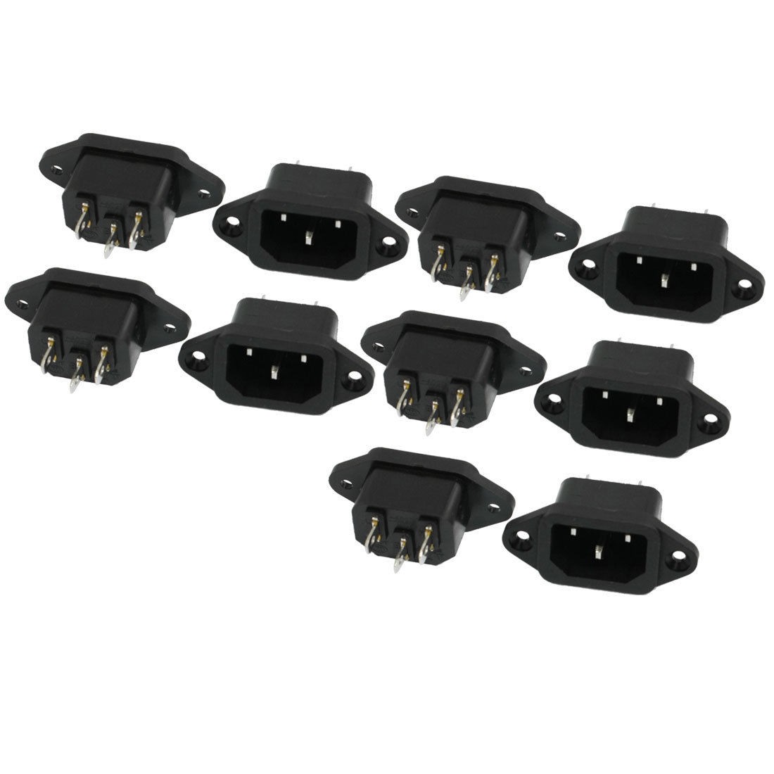 10 Pcs AC 250V 10A IEC320 C14 3 Pin Male Power Plug Black