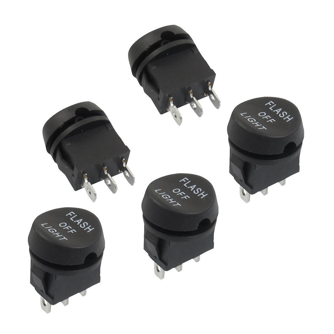 5 Pcs SPDT Black Mushroom Button On/Off/On Rocker Switch AC 6A/250V 10A/125V