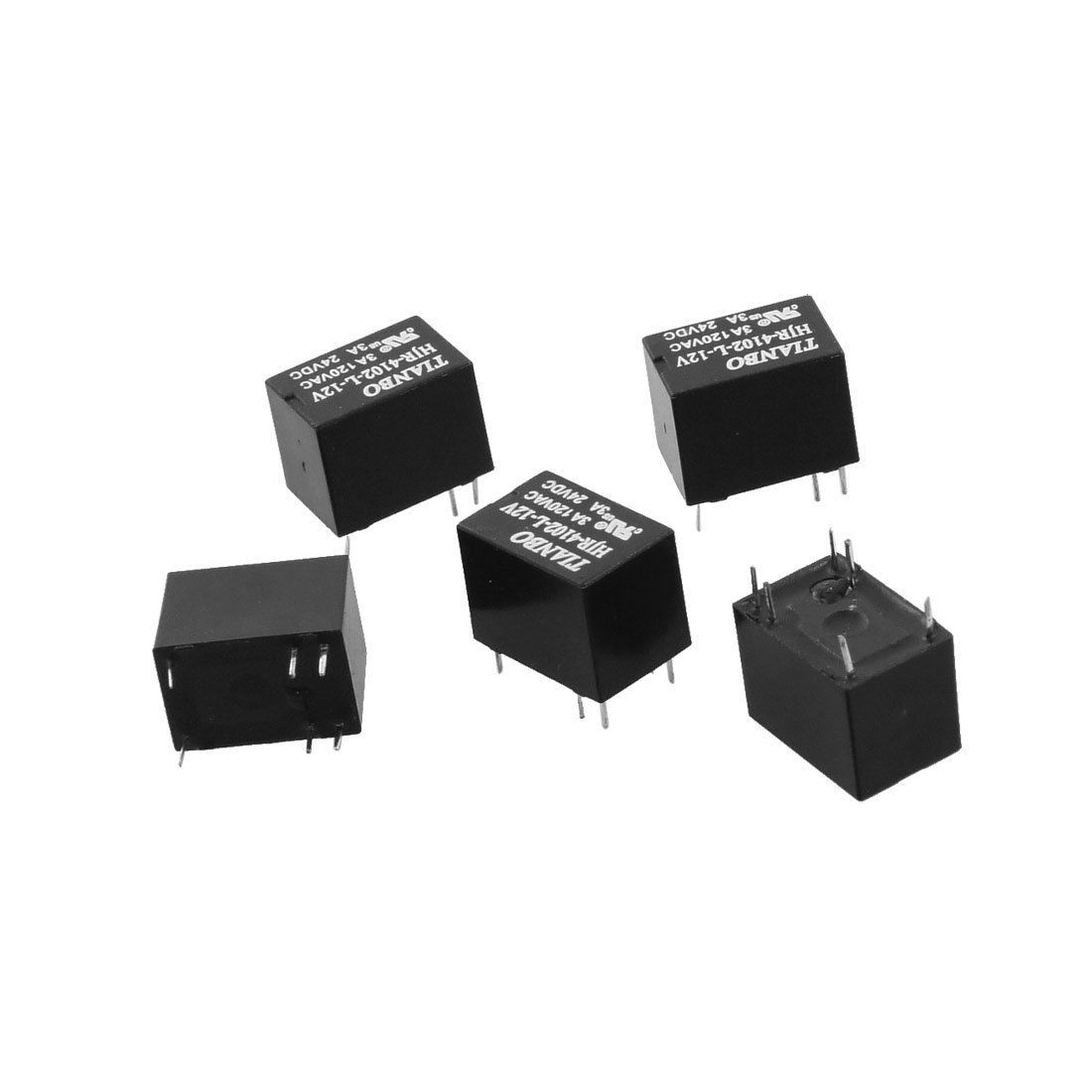 5 x DC 12V Coil SPDT 6 Pin 1NO 1NC Mini Power Relay PCB Type HJR-4102-L