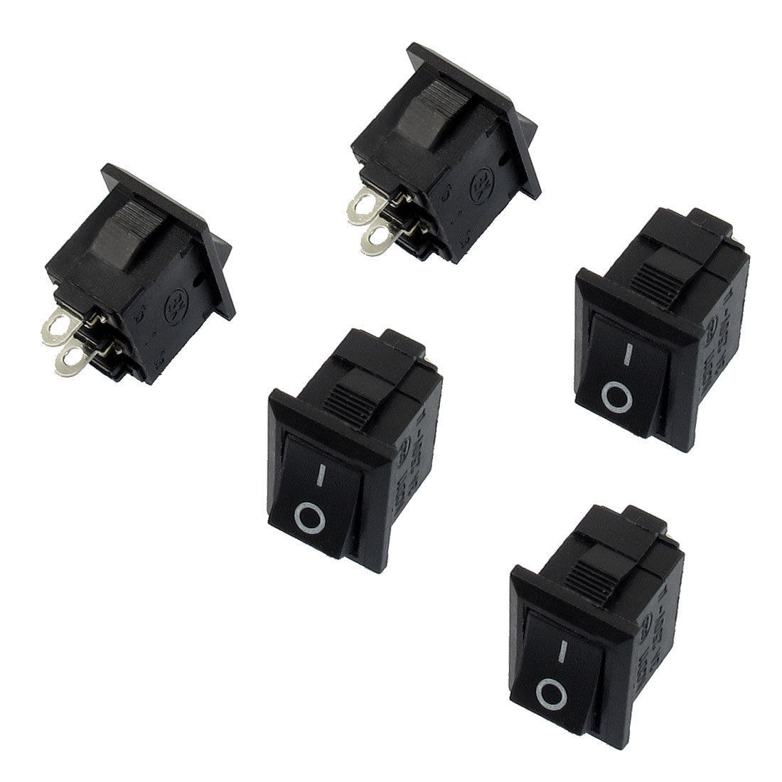 10 Pcs SPST Mini Black 2 Pin Rocker Switch AC 250V 3A
